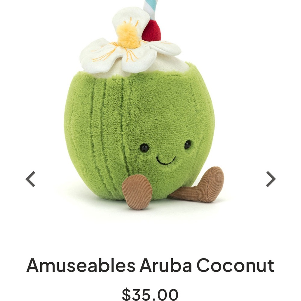 Jellycat Amuseables Aruba Coconut Plush - Green and Brown